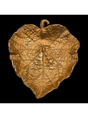 Vintage Brass Rhubarb Leaf Trinket Dish 5.25" X 4.5"